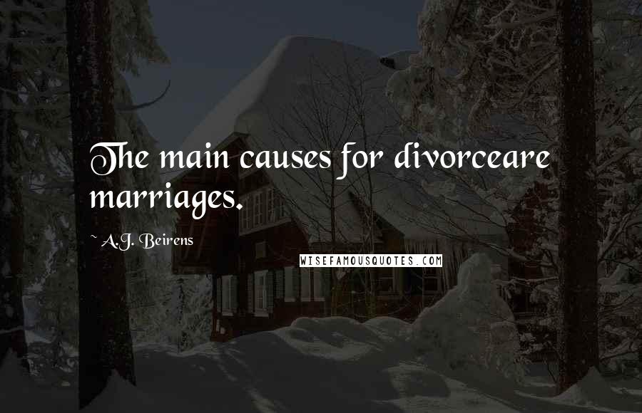 A.J. Beirens Quotes: The main causes for divorceare marriages.