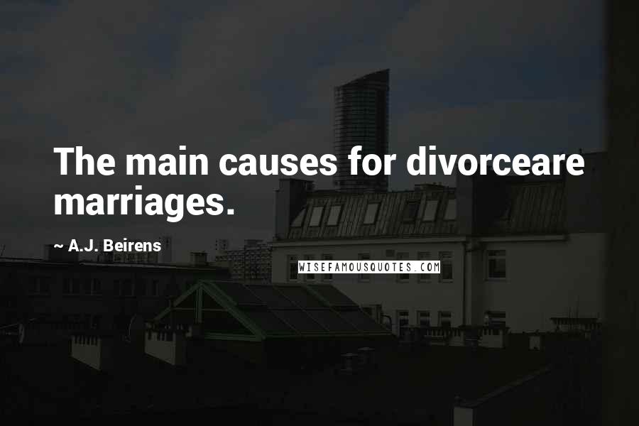 A.J. Beirens Quotes: The main causes for divorceare marriages.