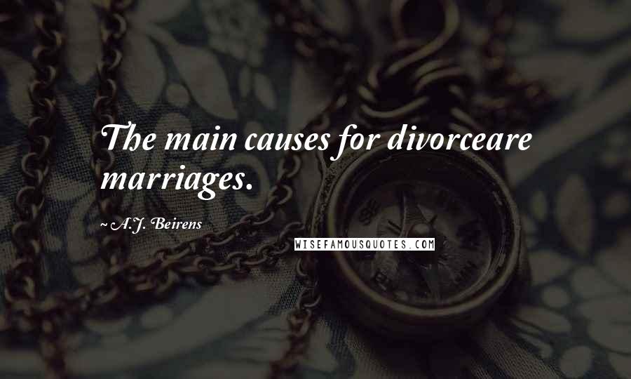 A.J. Beirens Quotes: The main causes for divorceare marriages.