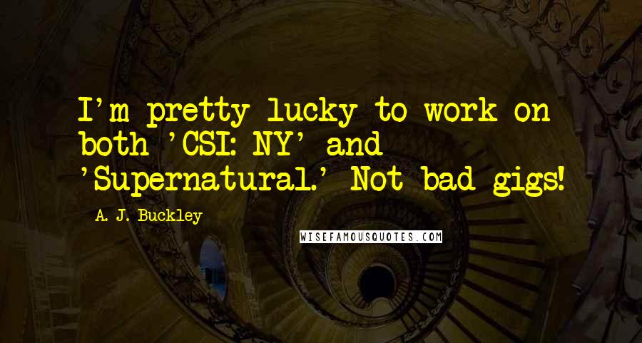 A. J. Buckley Quotes: I'm pretty lucky to work on both 'CSI: NY' and 'Supernatural.' Not bad gigs!