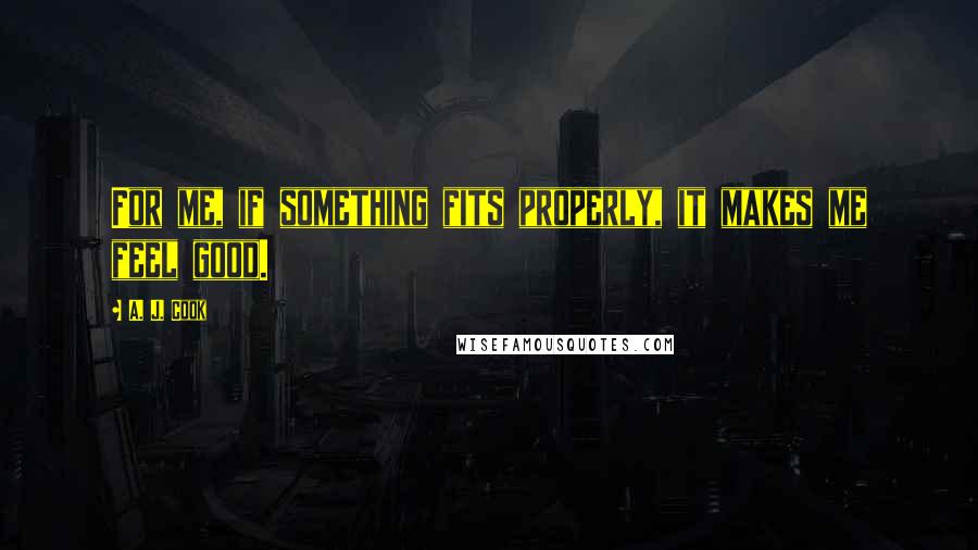 A. J. Cook Quotes: For me, if something fits properly, it makes me feel good.