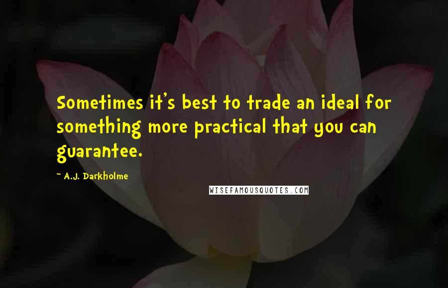 A.J. Darkholme Quotes: Sometimes it's best to trade an ideal for something more practical that you can guarantee.