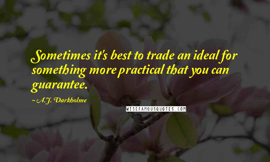 A.J. Darkholme Quotes: Sometimes it's best to trade an ideal for something more practical that you can guarantee.