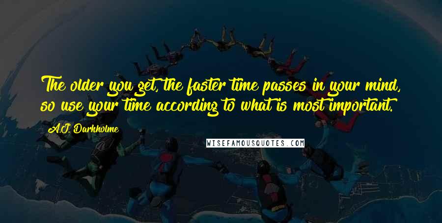 A.J. Darkholme Quotes: The older you get, the faster time passes in your mind, so use your time according to what is most important.