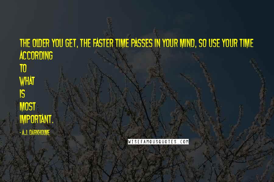 A.J. Darkholme Quotes: The older you get, the faster time passes in your mind, so use your time according to what is most important.