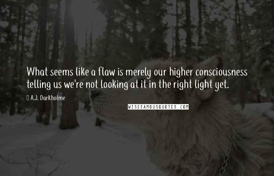 A.J. Darkholme Quotes: What seems like a flaw is merely our higher consciousness telling us we're not looking at it in the right light yet.