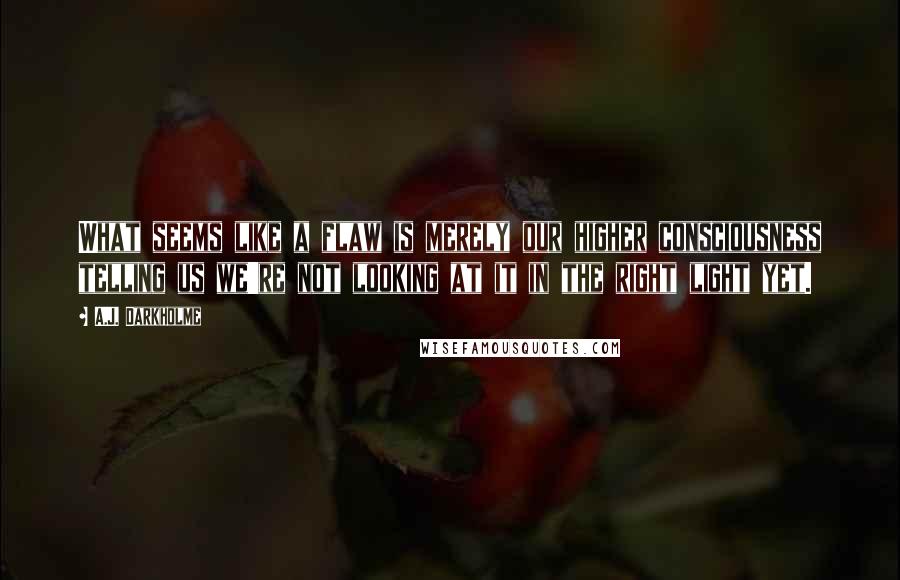 A.J. Darkholme Quotes: What seems like a flaw is merely our higher consciousness telling us we're not looking at it in the right light yet.