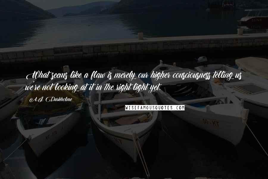 A.J. Darkholme Quotes: What seems like a flaw is merely our higher consciousness telling us we're not looking at it in the right light yet.