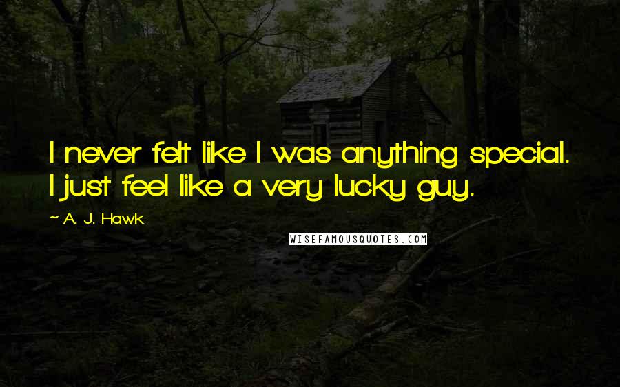 A. J. Hawk Quotes: I never felt like I was anything special. I just feel like a very lucky guy.