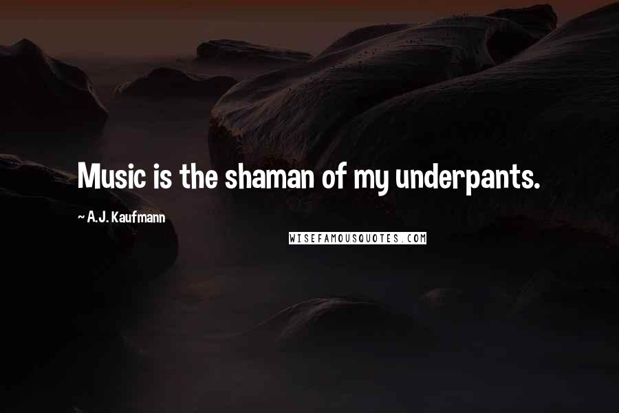 A.J. Kaufmann Quotes: Music is the shaman of my underpants.