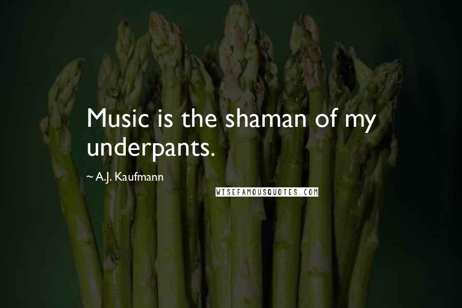 A.J. Kaufmann Quotes: Music is the shaman of my underpants.