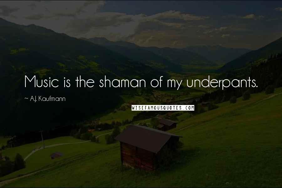 A.J. Kaufmann Quotes: Music is the shaman of my underpants.