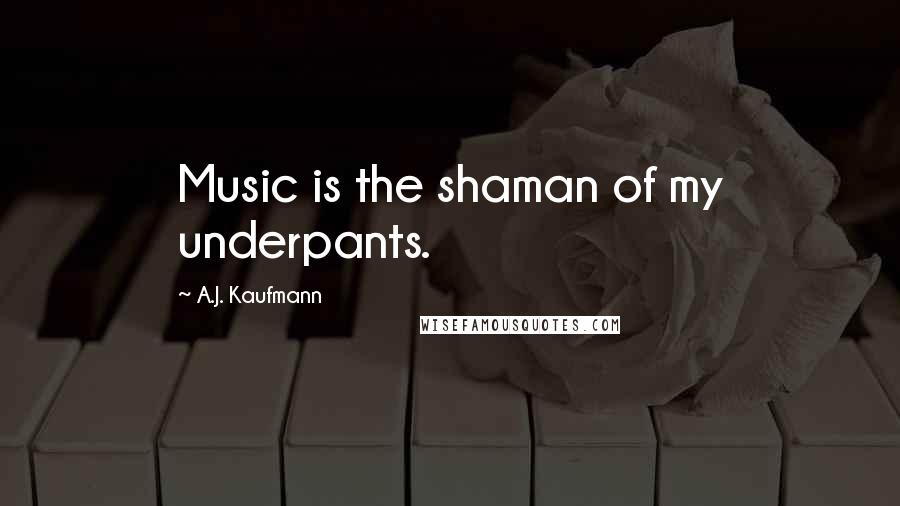 A.J. Kaufmann Quotes: Music is the shaman of my underpants.