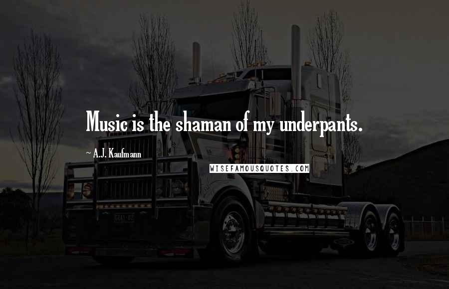 A.J. Kaufmann Quotes: Music is the shaman of my underpants.