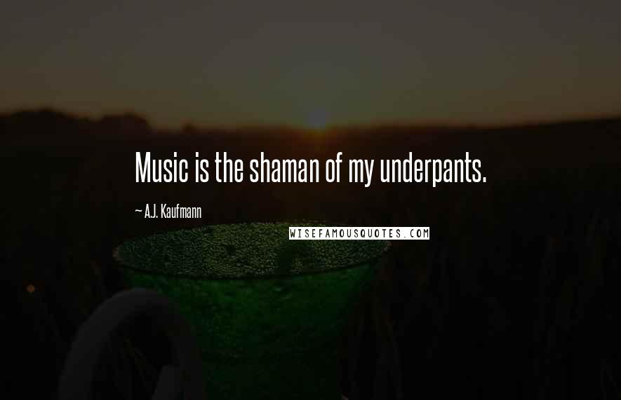 A.J. Kaufmann Quotes: Music is the shaman of my underpants.
