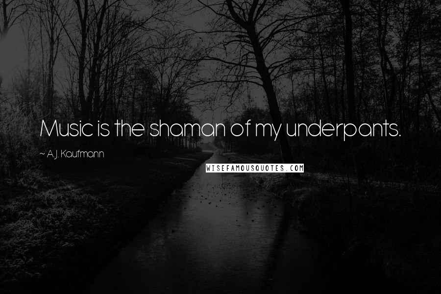 A.J. Kaufmann Quotes: Music is the shaman of my underpants.