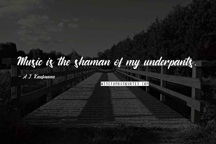 A.J. Kaufmann Quotes: Music is the shaman of my underpants.
