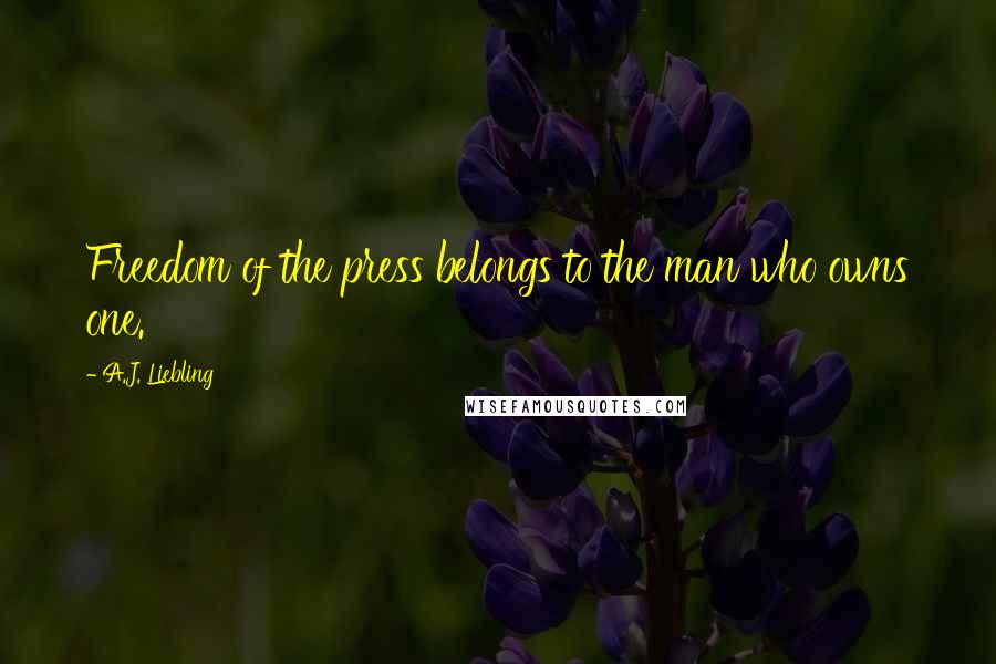 A.J. Liebling Quotes: Freedom of the press belongs to the man who owns one.