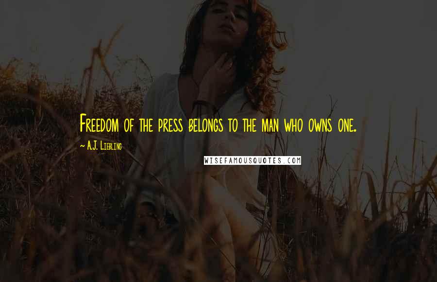 A.J. Liebling Quotes: Freedom of the press belongs to the man who owns one.