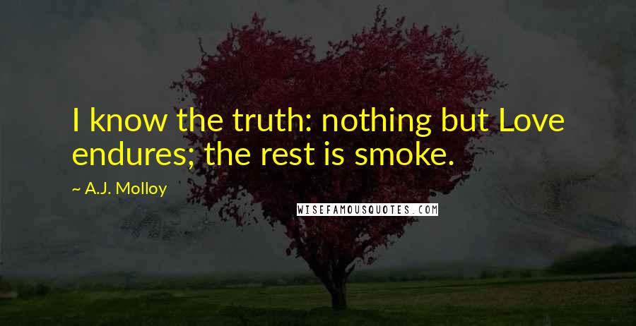 A.J. Molloy Quotes: I know the truth: nothing but Love endures; the rest is smoke.