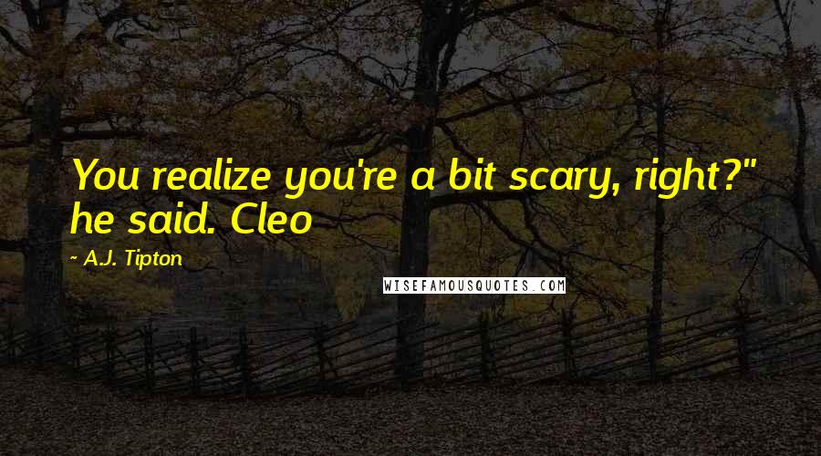 A.J. Tipton Quotes: You realize you're a bit scary, right?" he said. Cleo