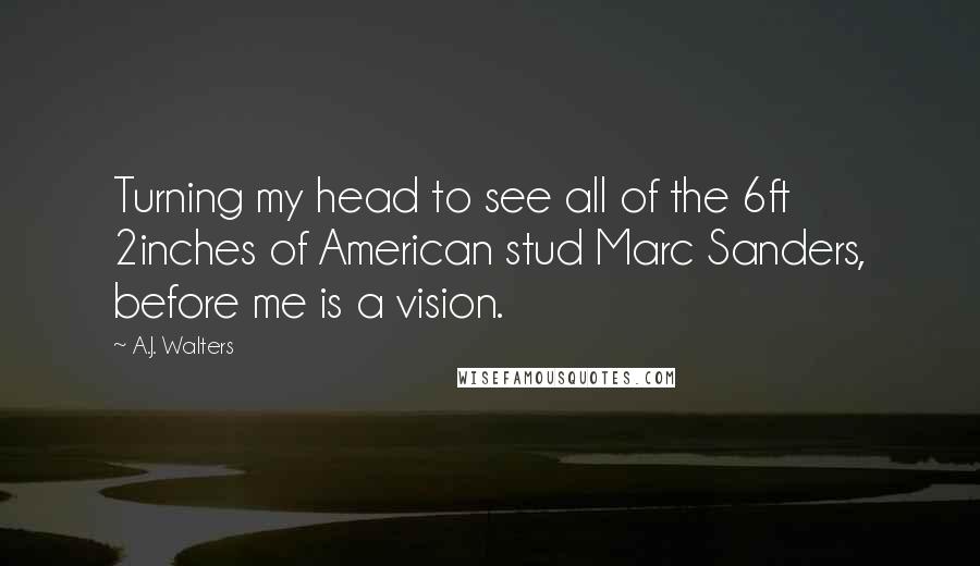 A.J. Walters Quotes: Turning my head to see all of the 6ft 2inches of American stud Marc Sanders, before me is a vision.