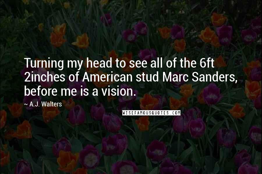 A.J. Walters Quotes: Turning my head to see all of the 6ft 2inches of American stud Marc Sanders, before me is a vision.