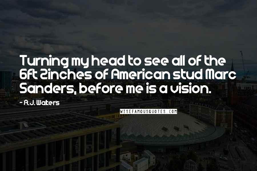 A.J. Walters Quotes: Turning my head to see all of the 6ft 2inches of American stud Marc Sanders, before me is a vision.