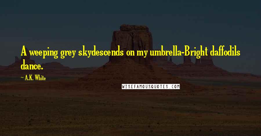 A.K. White Quotes: A weeping grey skydescends on my umbrella-Bright daffodils dance.