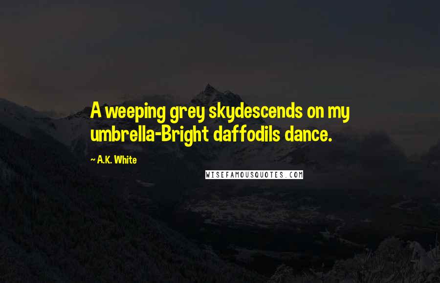 A.K. White Quotes: A weeping grey skydescends on my umbrella-Bright daffodils dance.