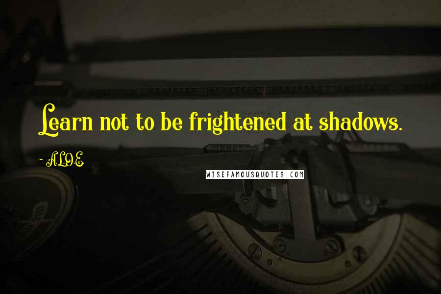 A.L.O.E. Quotes: Learn not to be frightened at shadows.