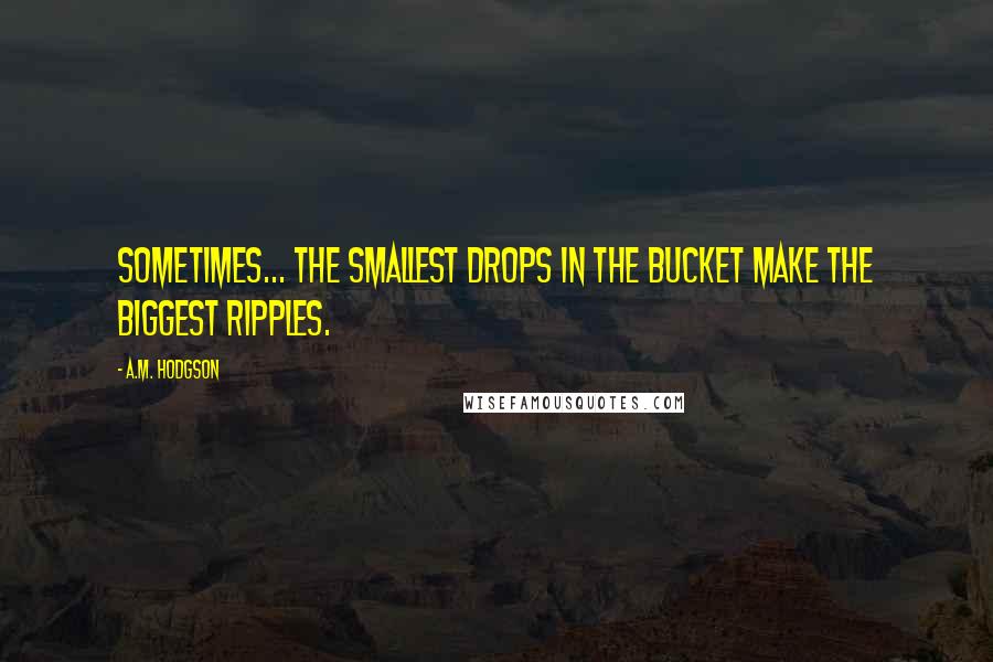 A.M. Hodgson Quotes: Sometimes... the smallest drops in the bucket make the biggest ripples.