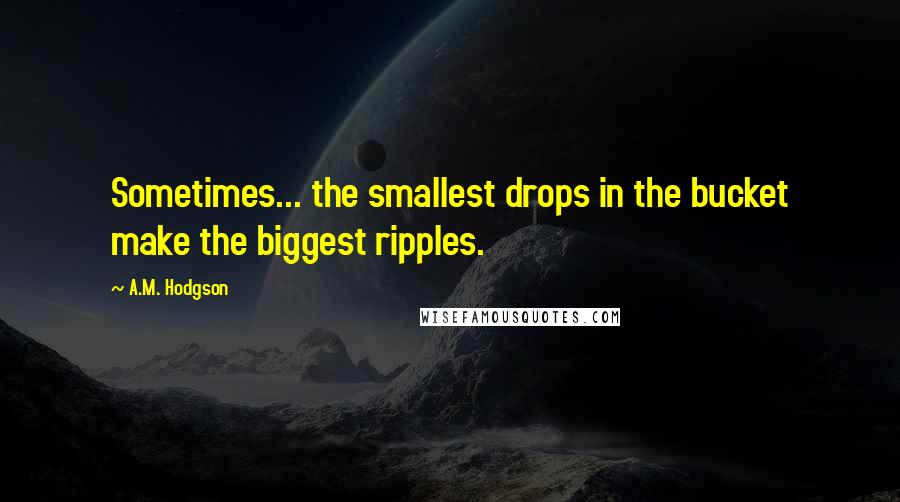 A.M. Hodgson Quotes: Sometimes... the smallest drops in the bucket make the biggest ripples.