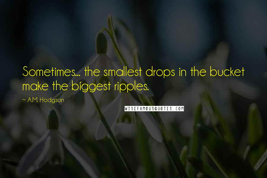 A.M. Hodgson Quotes: Sometimes... the smallest drops in the bucket make the biggest ripples.