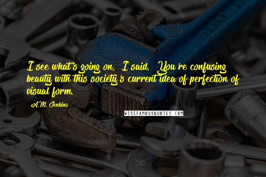 A.M. Jenkins Quotes: I see what's going on," I said. "You're confusing beauty with this society's current idea of perfection of visual form.