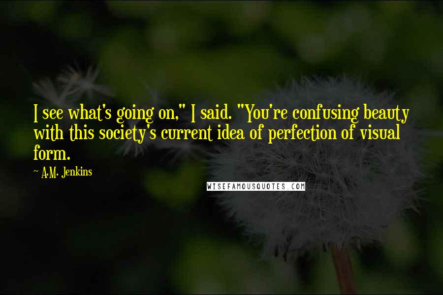 A.M. Jenkins Quotes: I see what's going on," I said. "You're confusing beauty with this society's current idea of perfection of visual form.