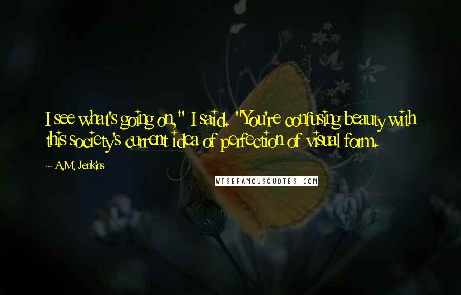 A.M. Jenkins Quotes: I see what's going on," I said. "You're confusing beauty with this society's current idea of perfection of visual form.