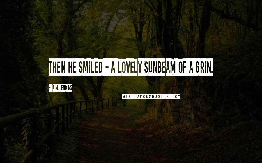 A.M. Jenkins Quotes: Then he smiled - a lovely sunbeam of a grin.