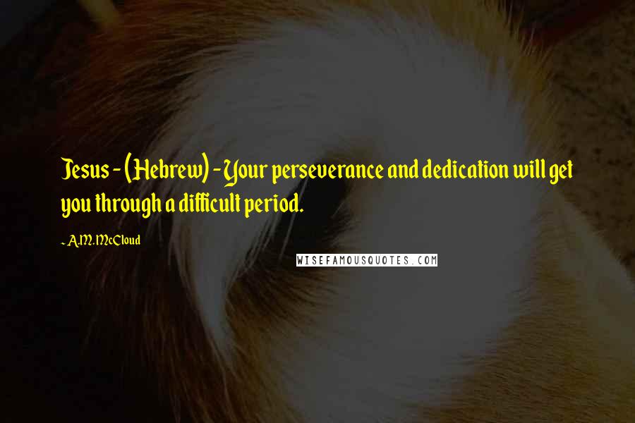 A.M. McCloud Quotes: Jesus - (Hebrew) - Your perseverance and dedication will get you through a difficult period.