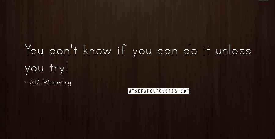 A.M. Westerling Quotes: You don't know if you can do it unless you try!