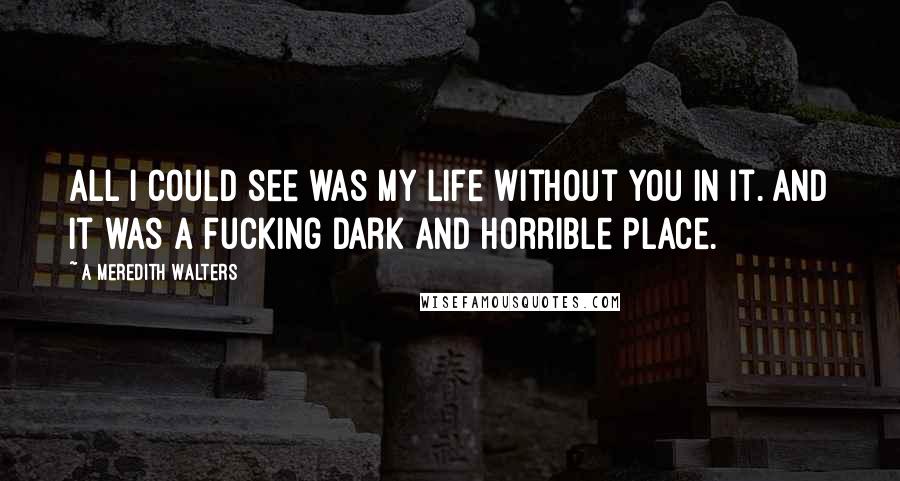 A Meredith Walters Quotes: All I could see was my life without you in it. And it was a fucking dark and horrible place.