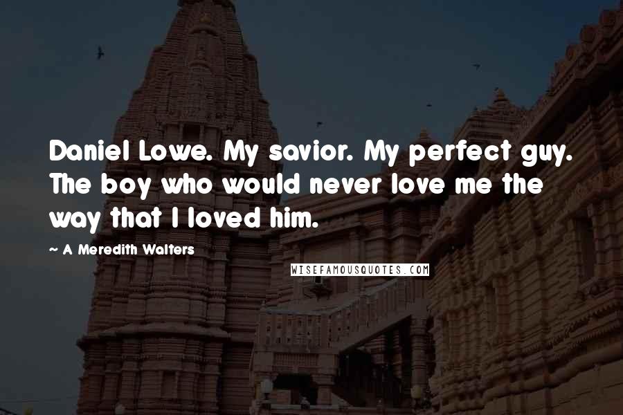 A Meredith Walters Quotes: Daniel Lowe. My savior. My perfect guy. The boy who would never love me the way that I loved him.