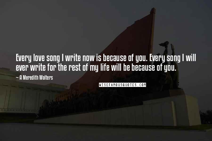 A Meredith Walters Quotes: Every love song I write now is because of you. Every song I will ever write for the rest of my life will be because of you.