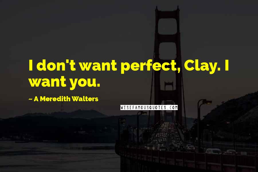 A Meredith Walters Quotes: I don't want perfect, Clay. I want you.
