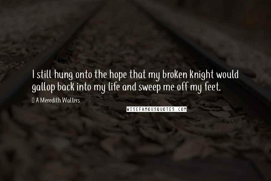 A Meredith Walters Quotes: I still hung onto the hope that my broken knight would gallop back into my life and sweep me off my feet.