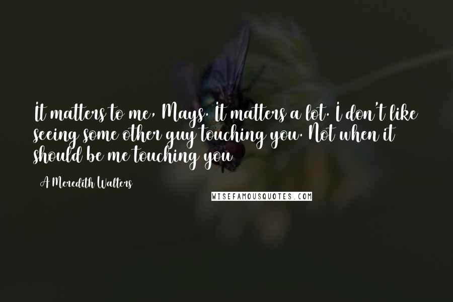 A Meredith Walters Quotes: It matters to me, Mays. It matters a lot. I don't like seeing some other guy touching you. Not when it should be me touching you