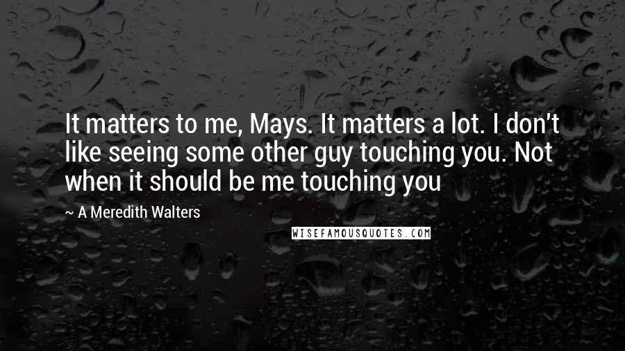 A Meredith Walters Quotes: It matters to me, Mays. It matters a lot. I don't like seeing some other guy touching you. Not when it should be me touching you