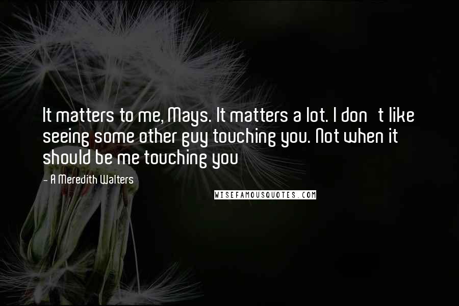 A Meredith Walters Quotes: It matters to me, Mays. It matters a lot. I don't like seeing some other guy touching you. Not when it should be me touching you