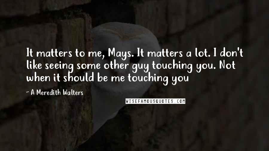 A Meredith Walters Quotes: It matters to me, Mays. It matters a lot. I don't like seeing some other guy touching you. Not when it should be me touching you