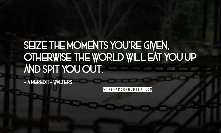 A Meredith Walters Quotes: Seize the moments you're given, otherwise the world will eat you up and spit you out.